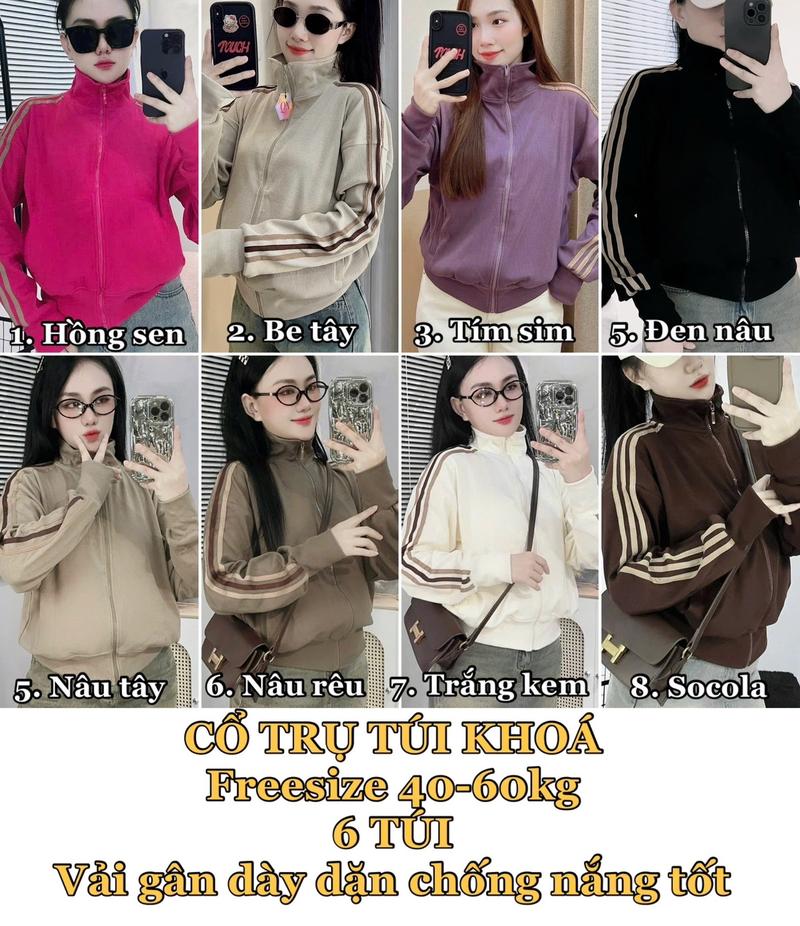Product Introduction of QUỲNH NHI - Túi Khoá Ngoài _ Áo Khoác Thun Gân Cổ Trụ Túi Khoá, 6 Túi, Vải Dày Dặn, Chống UV Tốt 9