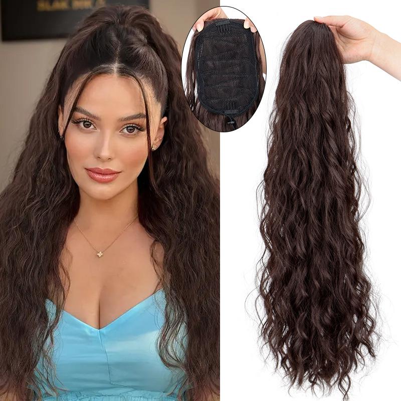 28 Inch Long Wave Claw Clip on Ponytail Hair Extension, Heat Resistant Fake Pony Tail Hair Piece for Women, Synthetic Hair Extensions for Daily Party boho  braids  human  hair blonde blonde synthetic extensions & pieces 4