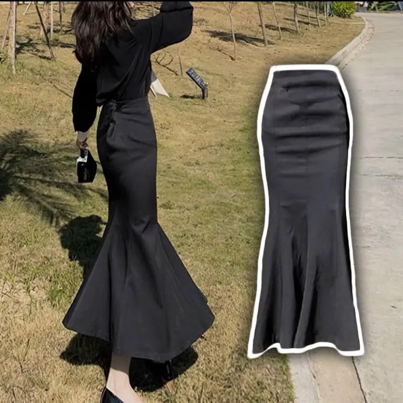 Chân váy đuôi cá( lưng chun không dây kéo) vải umi cao cấp Nữ Màu Đen Women | BigBuy360 - bigbuy360.vn