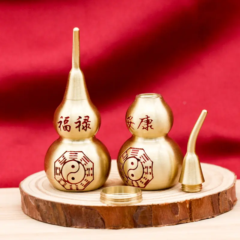 Copper Gourd Ornaments Fu Lu Ankang Open Gossip Lucky Gourd Home Office Decorations Craft Gift Wholesale! 0441