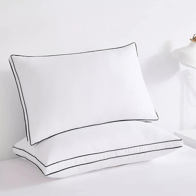 Product Introduction of 1pc Hotel Quality Gusseted Bed Pillow for Back, Stomach & Side Sleepers - Soft White Polyester with Black Piping, Machine Washable, Zipper Closure, Perfect for All Sleep Positions, Pillows for Sleeping 6
