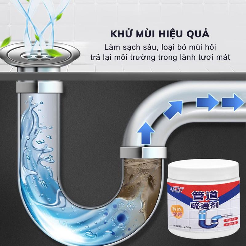 Bột Thông Cống Cực Mạnh Thông Bồn Cầu, Châụ Rửa Bát ,Xử Lý Tắc Nghẽn Đường Ống Khử Mùi Hôi Cặn Dầu Mỡ