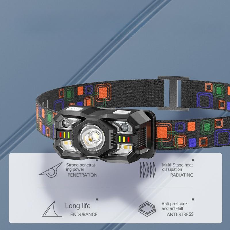 Intelligent Induction Small Headlight Multi-Function Rechargeable Outdoor Head-Mounted Flashlight 2
