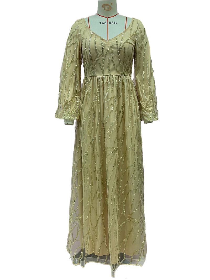 Product Introduction of 2025 new gold heavy industry beads luxury evening dress sexy Cosmopolitan Queen long dress yq7109 8