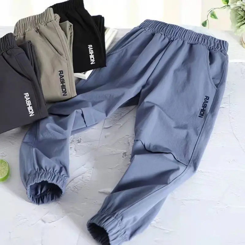 Boys' Quick-Dry Sports Pants Children's Summer Pants Stylish Anti-Mosquito Pants for Kids Loose Fit Long Pants for Big Boys