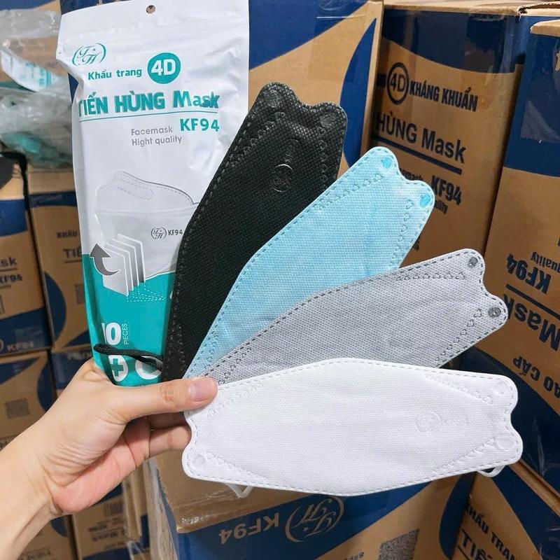[Được mix màu] Khẩu trang 4D KF94 TIẾN HÙNG MASK thùng 300 chiếc- vải tự nhiên theo công nghệ Hàn Quốc chống bụi mịn 4 lớp chính hãng loại 1