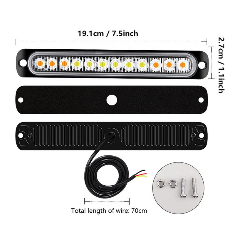 Product Introduction of 12LED Car Strobe Warning Light Cheap Strobe Grille Flashing Lightbar Truck Car Beacon Lamp Amber Traffic Clearance Light 29
