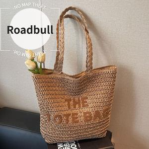 ROADBULL2026女性向けの新作け編み込みハンドバッグ,インス風ストローブレードルタイプショルダーバッグ,大容量リゾートトートバッグROADBULL