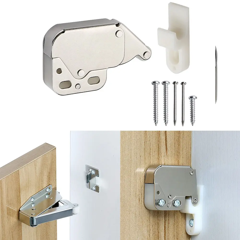 Cabinet Door Snap Lock Touch Latch Automatic Spring Push Magnetic Touch Cabinet Self-locking Catch Furniture Hardware Tools
