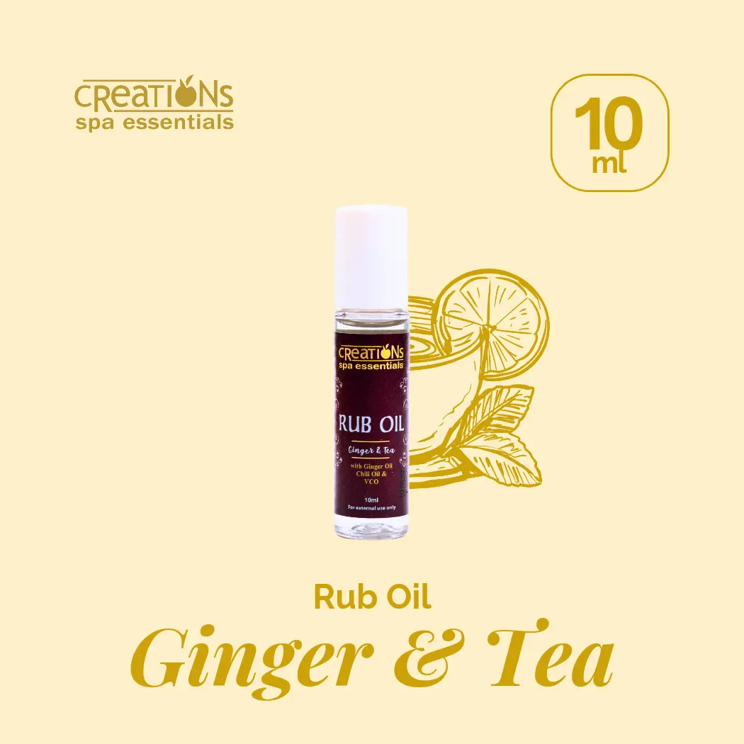 Creations Spa Essentials Rub  Oil (Ginger and Tea) 10ml organic naturally derived body & massage oil