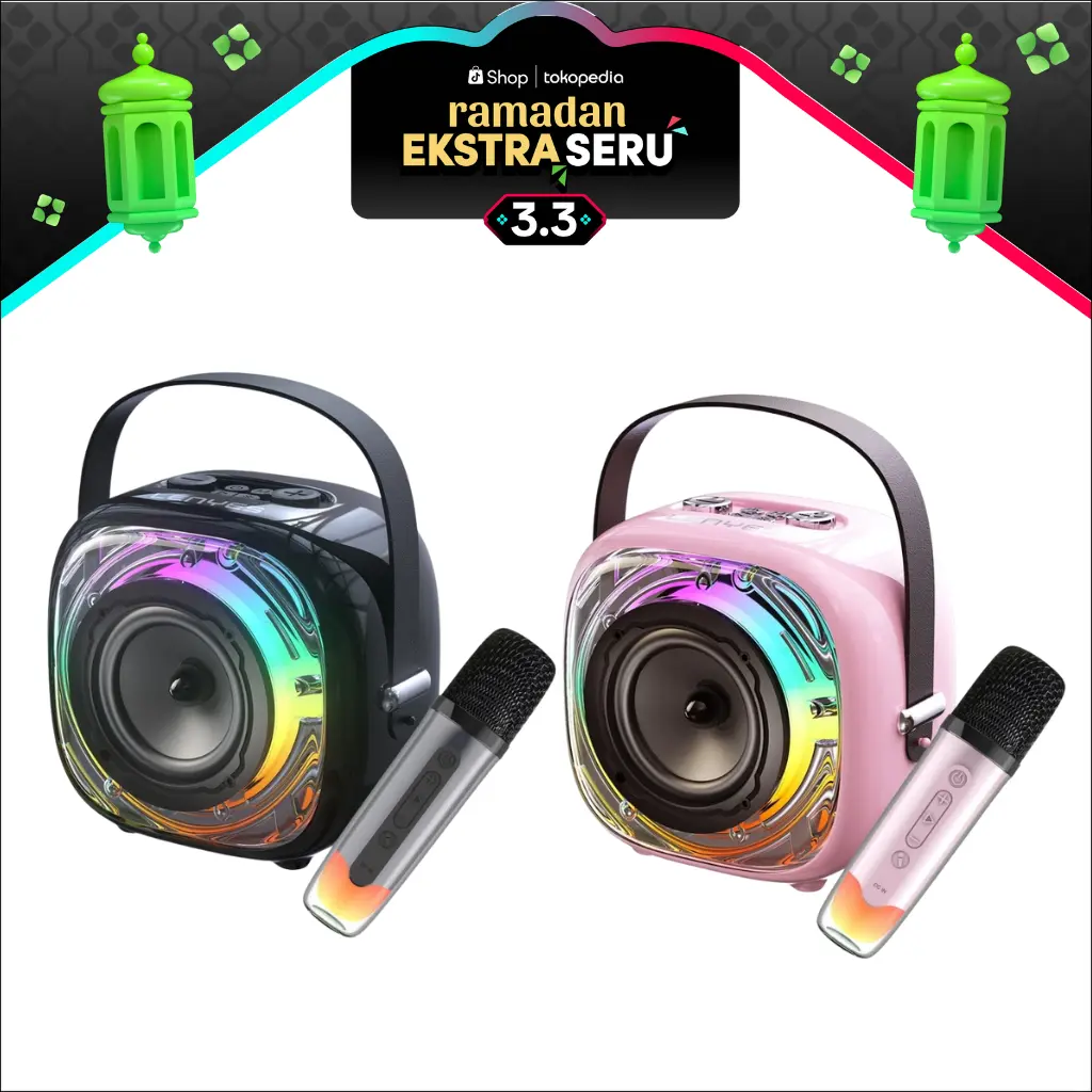 LENYES Karaoke Speaker Wireless Transparan RGB With Microphone HIFI STEREO Bass S226