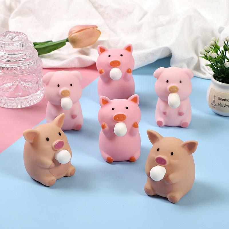 Product Introduction of Decompression and Spitting Pig Cute Blowing Bubble Squeeze Duck Decompression Vent Children Toys Pig Spitting Bubble Squeezing Toy 1