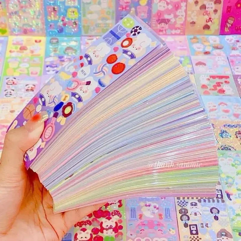 200 tấm &  Set 100 tấm sticker lấp lánh dài 13,5cm x 4,5cm dùng để trang trí top nhiều mẫu xinh QH160 3
