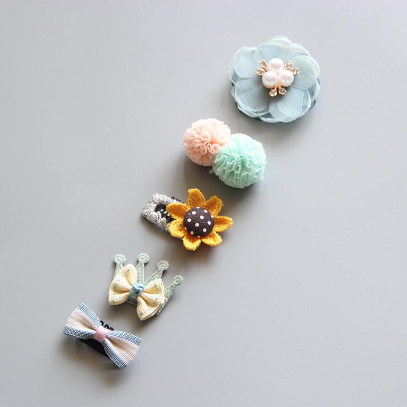 Product Introduction of Korean hand-made baby hairpin edge clip Baby hair clip Children's headdress hairpin Princess hairpin five-piece set 11