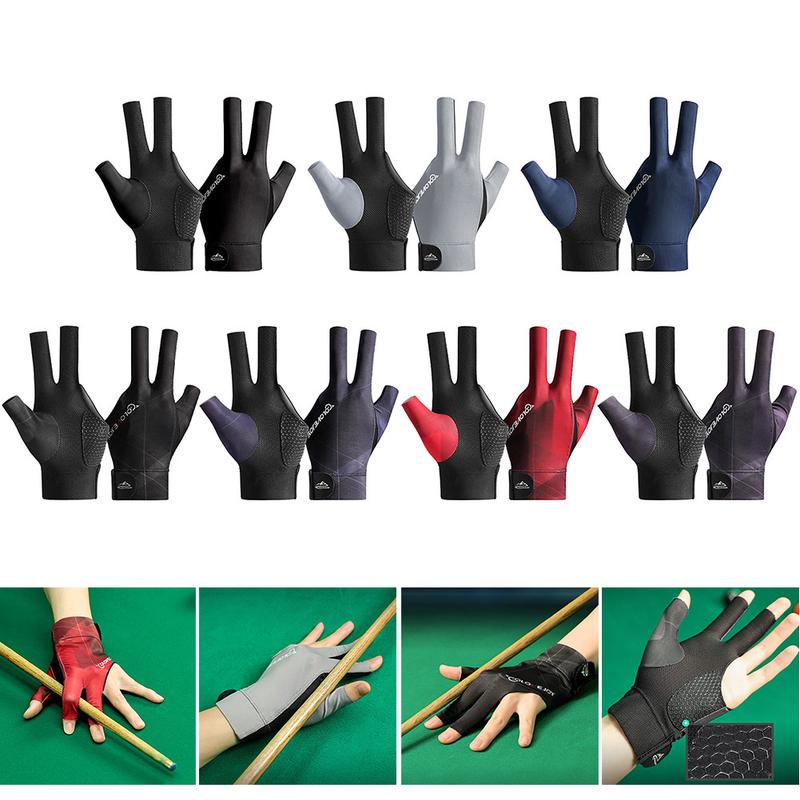 Product Introduction of Open Finger Billiard Gloves Breathable Polyester Snooker Sport Glove Adjustable Sticker Smooth Soft Lightweight Amateur Training 32