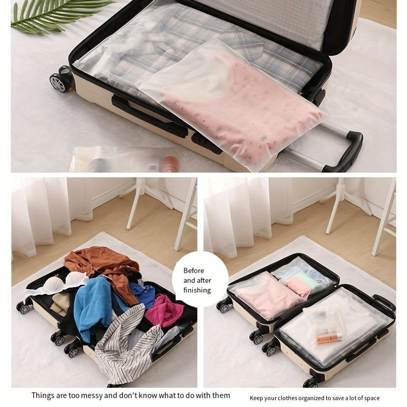Product Introduction of Travel Shirt Packaging Bag Set, 10pcs Transparent Zipper Clothing Storage Bag for Jeans, Pants & T-shirts, Travel Accessories, Household Storage Organizer, Travel Essentials 10