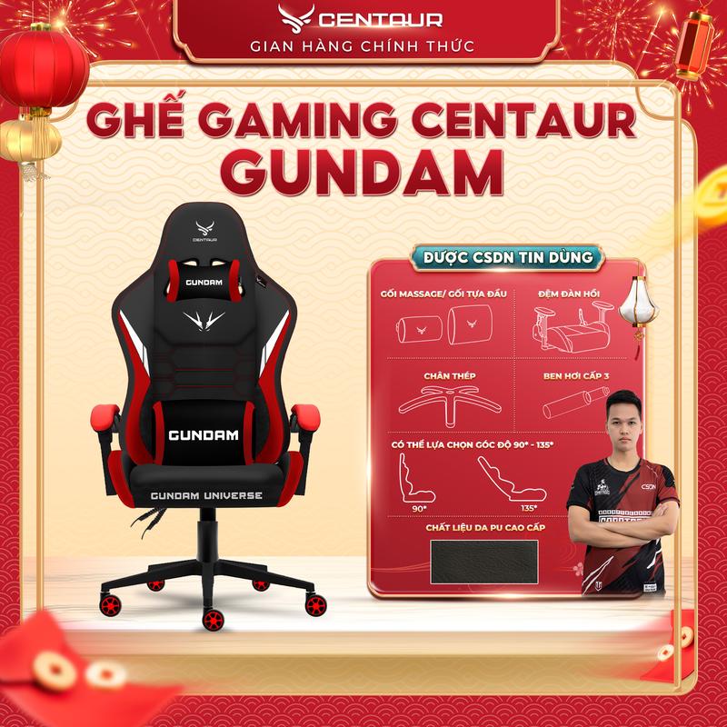 Ghế Gaming Centaur Gundam Universe - Khung Thép Chắc Chắn, Da PU Cao Cấp, Cơ Ngả 135 Độ | Centaur Việt Nam
