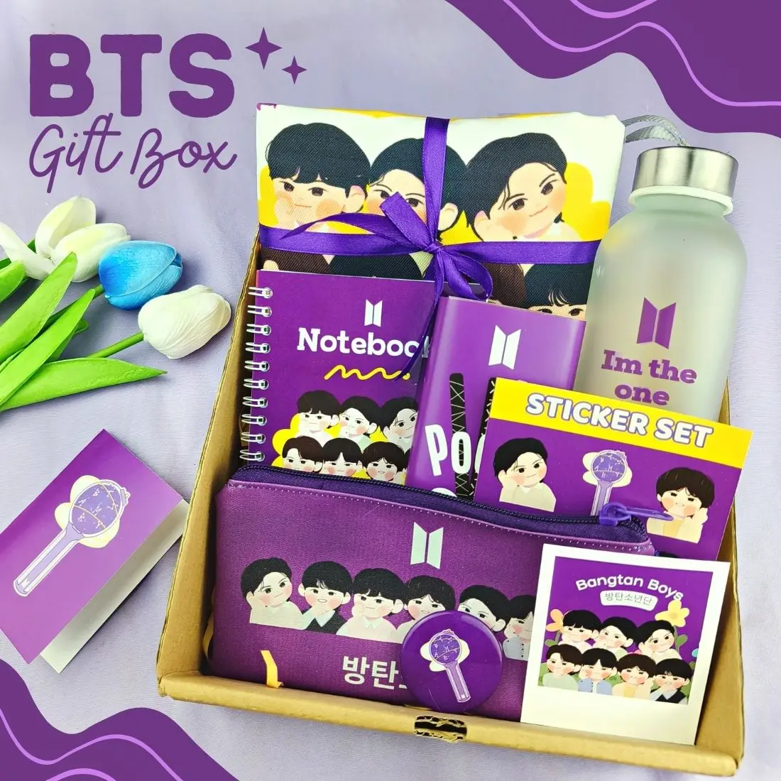 Hampers BTS Kpop Gift Box BTS Fankit Army Package k-pop Hampers alat tulis Kado ulang tahun ultah hadiah cewek hampers wisuda tas kanvas bts tumbler notes kado sekolah taehyung jungkook suga rm jhope jimin