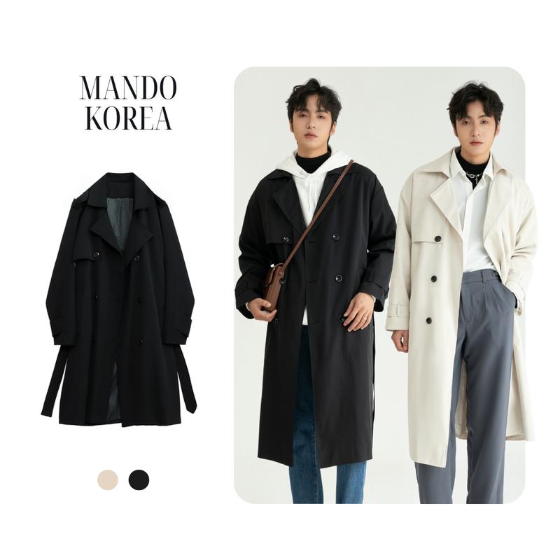 COA001 Áo Khoác Măng Tô MANDO Chất Liệu Kaki Lót Gió Màu Đen  Jacket Menswear Có Túi Trong Phong Cách Hàn Quốc