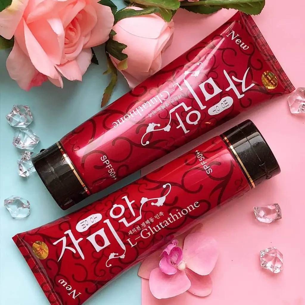 l glutathione moist whitening lotion L-Glutathione Moist Whitening Lotion SPF 50++ Facial Red Vitamin Natural Smooth Sunscreen Skincare Pomegranate