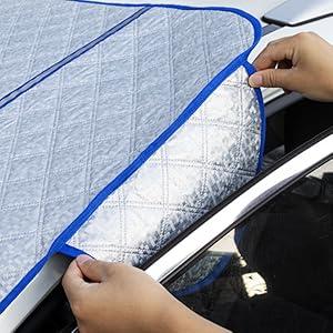 Product Introduction of Windscreen Cover Car Windshield Cover for Winter Foldable with 5 Magnet Heat Protection Windscreen Cover with Two Mirror Covers against Snow ICE Dust Frost UV Protection 41 x 57 in/105 * 145CM 4