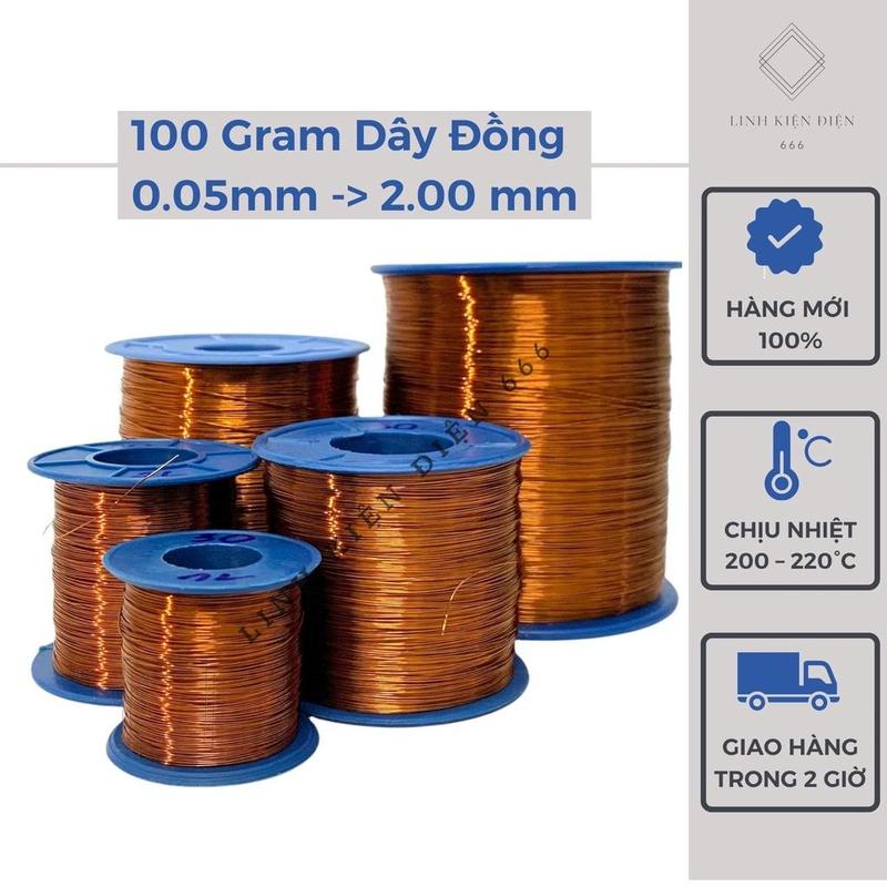  Dây Đồng Cách Điện  0.06 - 3.20 mm  100 Gram Quấn Biến Áp Quấn Motor 