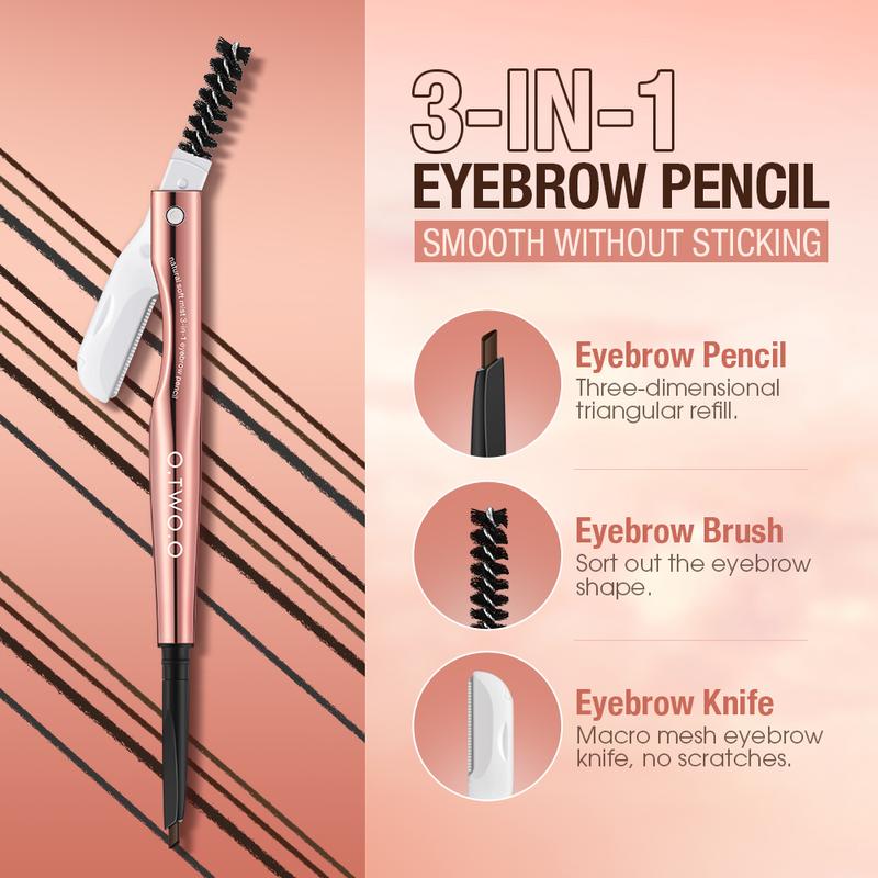 Product Introduction of O.TWO.O 3 In 1 Eyebrow Pencil With Eye Brow Razor Waterpoof 24HR Naturally Defined 0.5mm-4mm Easy to Makeup Kits 4