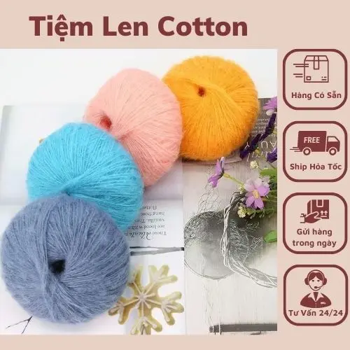 Len Mohair chuyên đan, móc áo, túi Diy