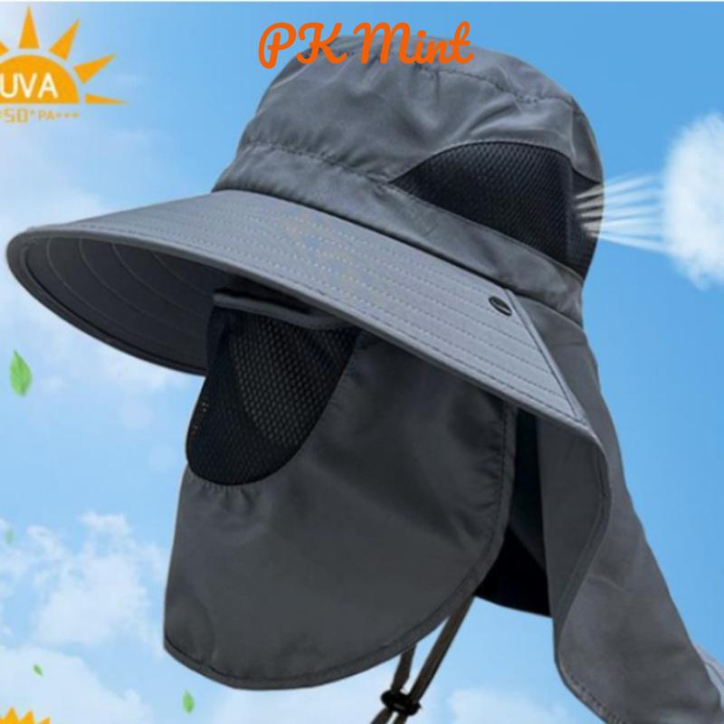 Mũ Nón Rộng Vành Chống Nắng, Chống Tia UV Kèm Khăn Che Mặt