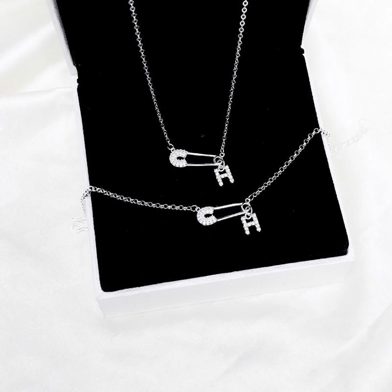 Dây Chuyền - Lắc Tay Nữ Bạc Ta Safety Pins mix Charm Chữ Cái, Charm Tim Theo Sở Thích, Dây chuyền bạc ta D0024 vòng cổ