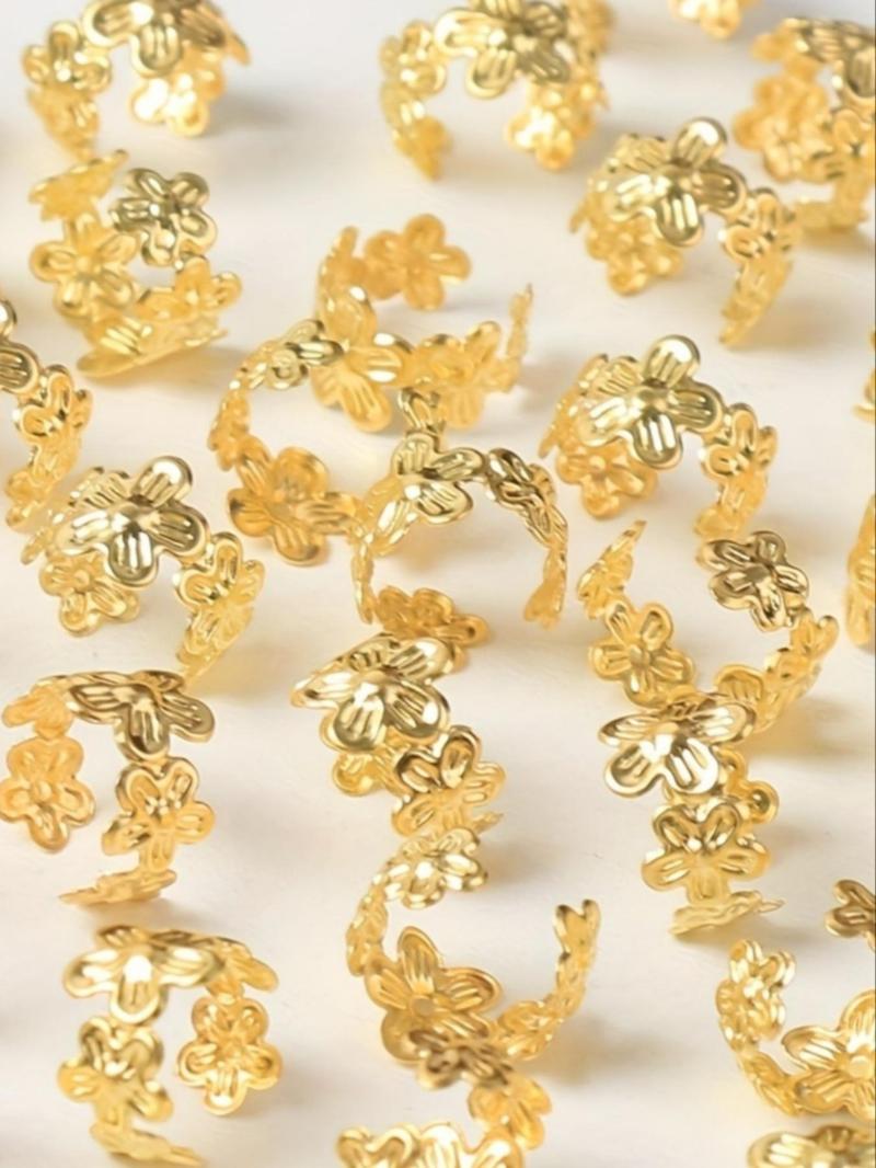 Product Introduction of Vintage Flower Decorative Hair Rings, 40pcs/set Fashionable Hair Accessories for Women & Girls, Trendy All-match & Exquisite Hair Accessories for Daily Hairstyle Decoration 8