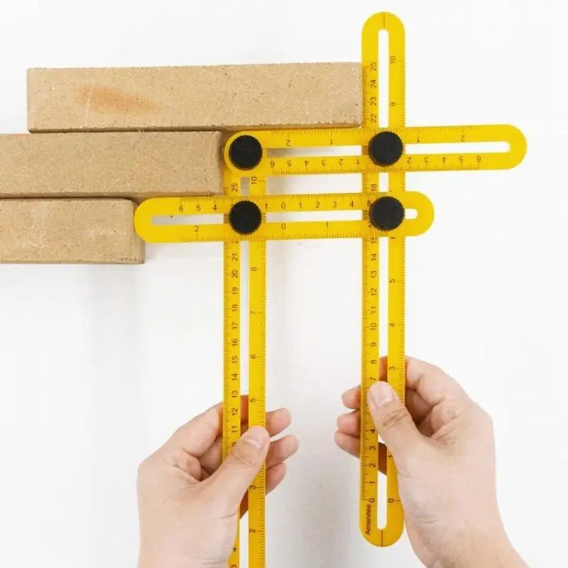 Multipurpose Folding Ruler, Durable Multi-angle Square Ruler, Collapsible Plastic Ruler, Multifunctional Measuring Tool 2