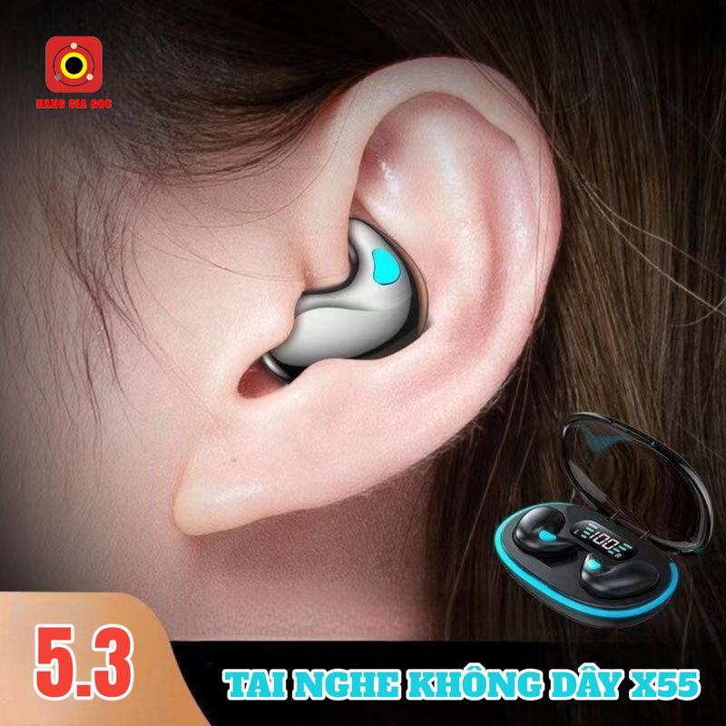  Tai Nghe Bluetooth 5.3 Nhét Tai X55 Mẫu Mới Mỏng Nhẹ Nằm Ngủ Micro Tích Hợp Chống Nước - Hàng Nhập Khẩu Cao Cấp Nghe Nhạc Earphone 