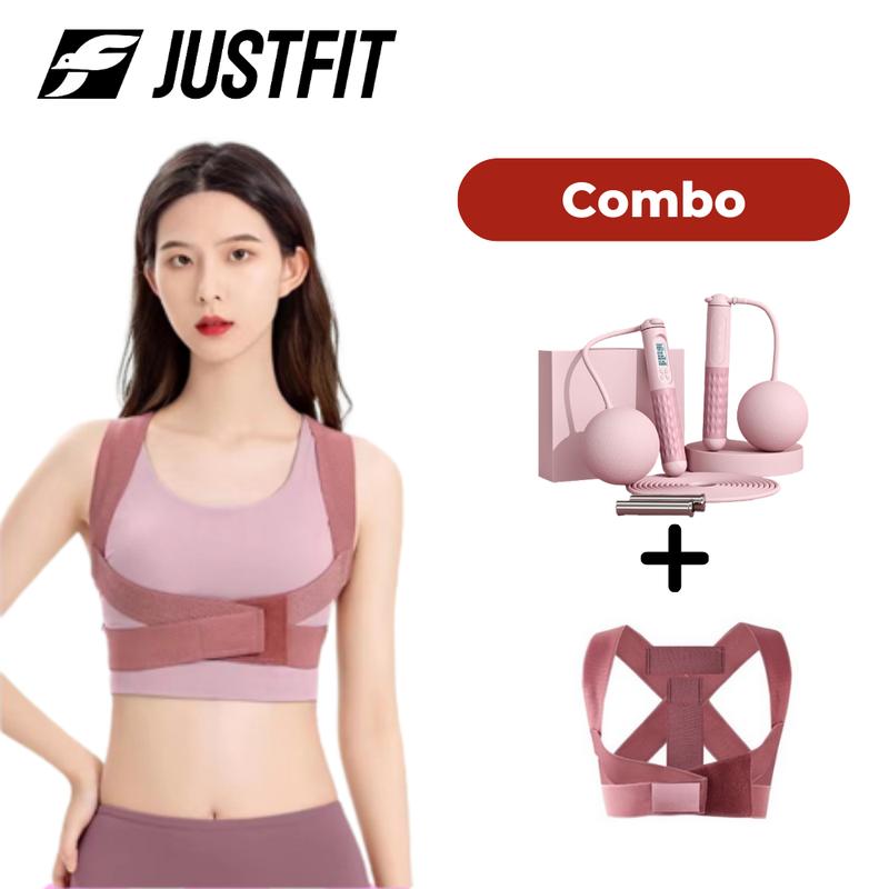 Combo dây nhảy không dây đếm số và đai bảo vệ vòng 1 JUSTFIT chống gù lưng khi tập thể dục, thể thao