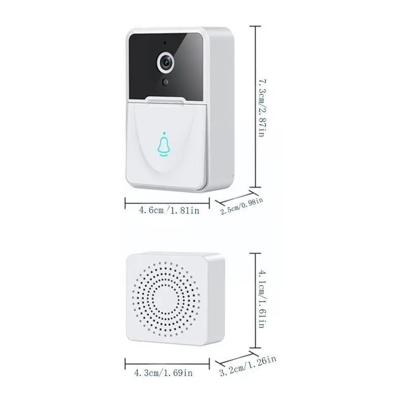 Smart Home Mini WiFi Video Doorbell Camera, 1 Set Rechargeable Wireless Doorbell with Night-Vision, Two Way Audio Video Doorbell Camera for Home Security 1
