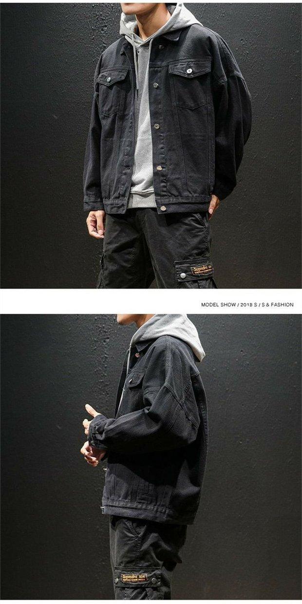 Product Introduction of Áo Khoác Denim, Trang Phục Bảo Hộ Lao Động Mùa Xuân, Dành Cho Nam Giới, Phong Cách Hàn Quốc, Hợp Xu hướng, Dáng Rộng Vừa Vặn, Thích Hợp Cho Mùa Xuân Và Mùa Thu, Ngoại Cỡ, Ins Hợp Xu hướng, Áo Mặc Trên 7
