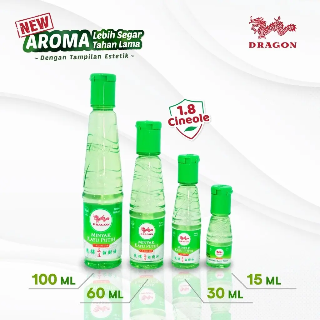 Dragon - Minyak Kayu Putih [1.8 Cineola] -100 Ml -60 Ml -30 Ml -15 Ml