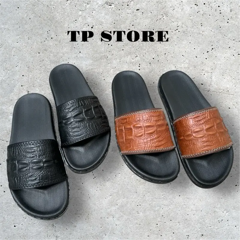 Dép cá sấu, dép da cao cấp đế Cao Su cực êm chân  DéP Nam Đế Bằng Slipper dé p Jean