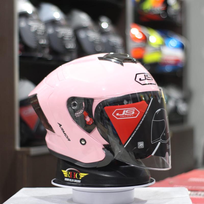 helm JS armor half face solid /polos, sudah Standard SNI, helm kekinian untuk pria dan wanita dewasa Warna Putih Glossy Helmet Motorcycle 6
