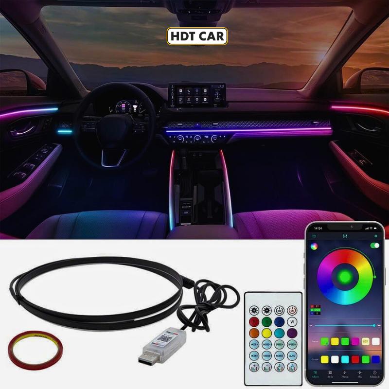 Đèn Led Viền Ô Tô, Led Trang Trí Nội Thất Ô Tô Nháy Theo Nhạc Cắm Cổng USB Điều Khiển Chế Độ Màu Qua APP Điện Thoại [ Tặng REMOTE ] led  dẻo den  led tri oto