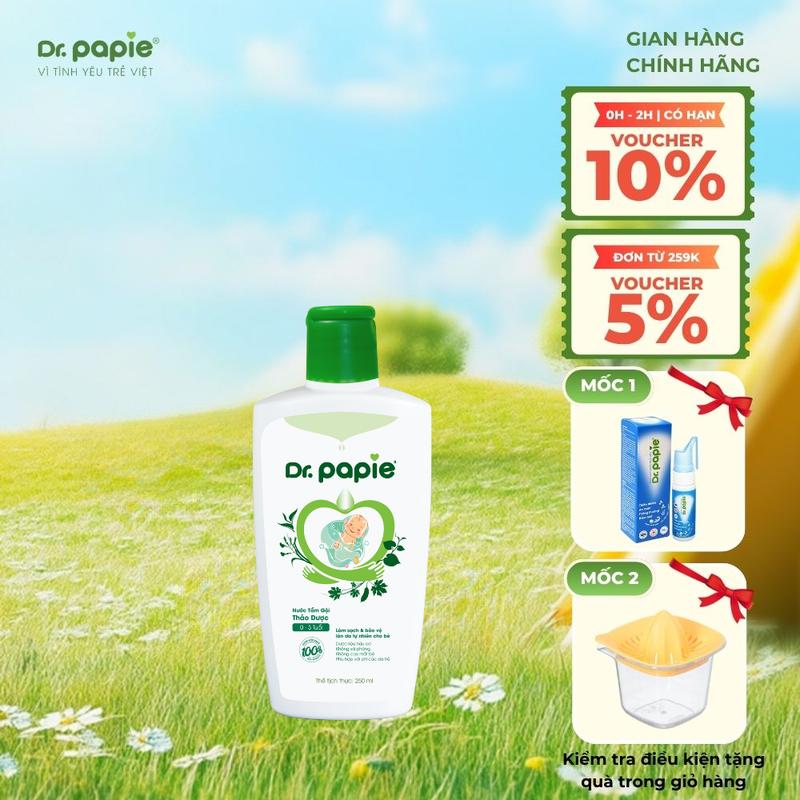Nước Tắm Thảo Dược Dr Papie Giúp Giảm Mẩn Ngứa Và Rôm Sảy, Hỗ Trợ Làm Sạch, Mát Da Bé