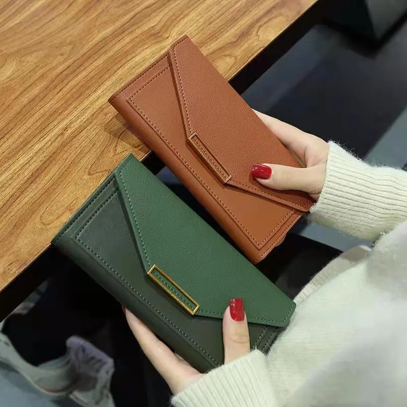 Wallet 2024 New Women's Korean Fashion Personalized Long Fresh Multifunctional Buckle Japanese and Korean Retro Thin Coin Purse