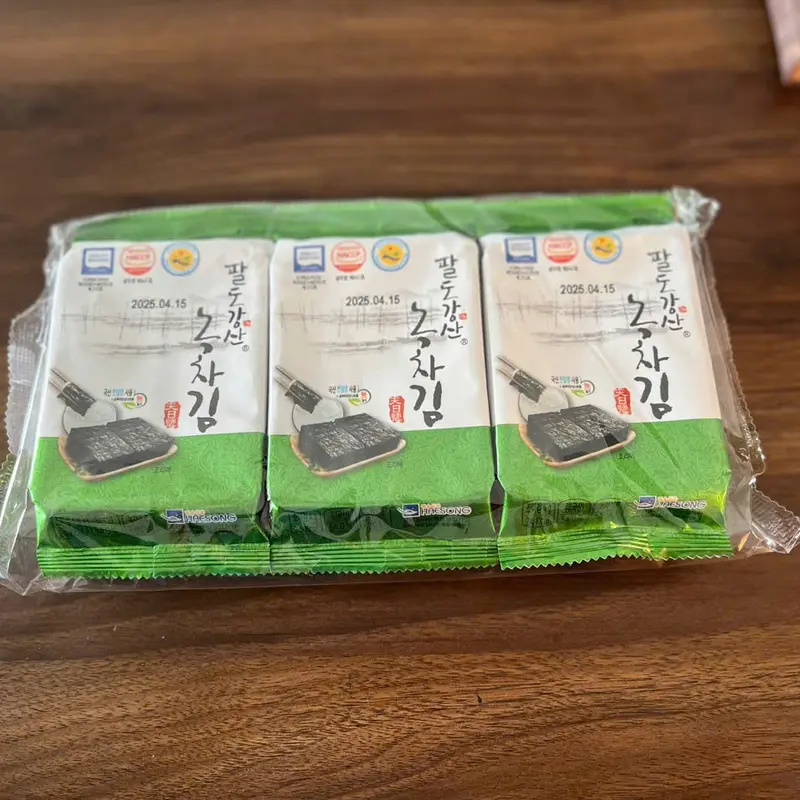 Combo ăn thử 5 lốc (15 gói) gói rong biển ăn liền vị Trà xanh Haesong 4g/Snack ăn vặt - RONG BIỂN MẠNH NHUNG 3