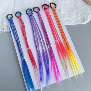 BISA COD F6408 Wig Rambut Palsu Motif Kepang / Hair Extension Warna Warni / Wig Rambut Fashion Hair Band Wanita Elegan