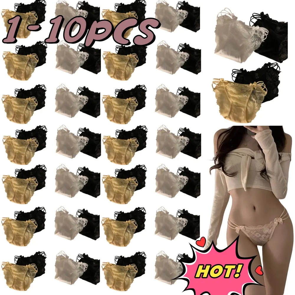 Quần Lót Nữ Gợi Cảm, Ren, Phong Cách Pháp, Dễ Thương Và Gợi Cảm, Mỏng Và Thoải Mái, Được Làm Bằng Bông, Cạp Thấp, Quần Tam Giác, Quần Lót Nữ, Thoáng Khí, Đồ Lót Nữ, Đồ Lót Ren Gợi Cảm, Chống Rò Rỉ, Có Sẵn Trong 1-10 Chiếc