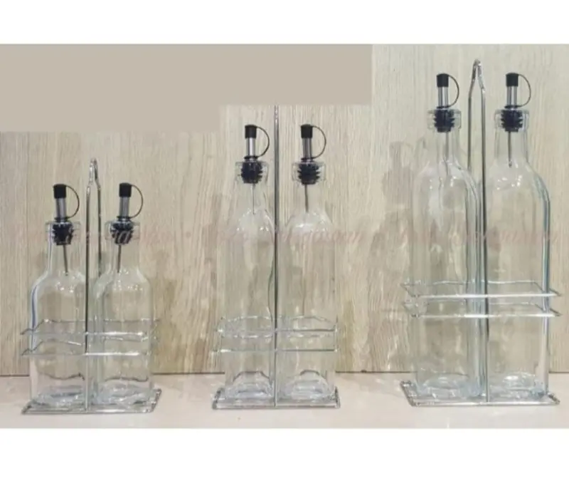 Botol Minyak Goreng 500ml 2 pcs dan Rak stainless Dapur Silikon 2
