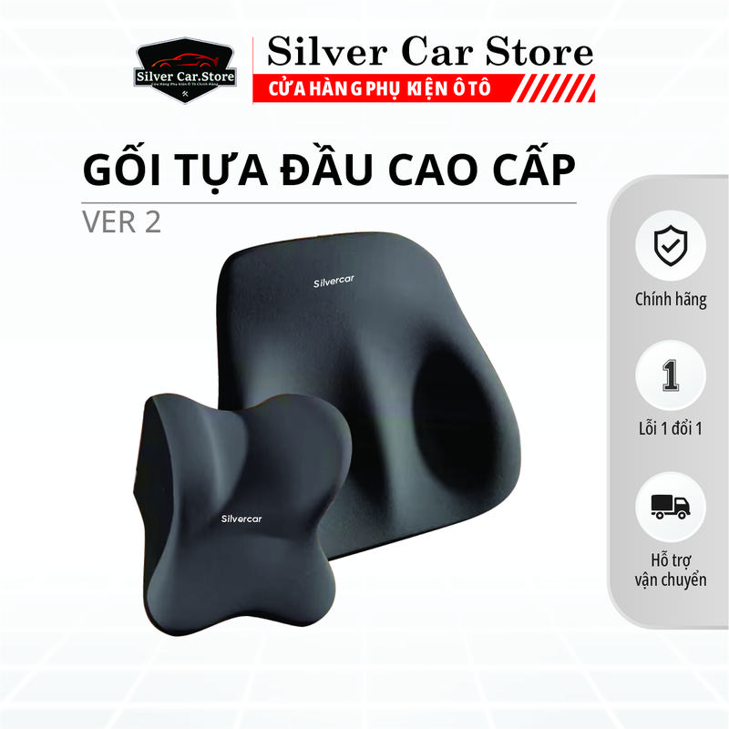Gối Tựa Đầu Và Tựa Lưng Cao Su Non Mềm Mại Cho Xe Hơi - SilverCar.Store Đệm ver2 gối cổ bảo hành của nhà cung cấp, ghế  tựa ô tô cute
