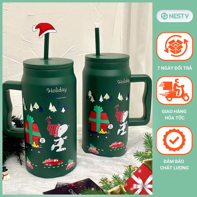 NOEL Bình giữ nhiệt Snoopy cao cấp 1500ml họa tiết giáng sinh dễ thương inox 304 - NestV