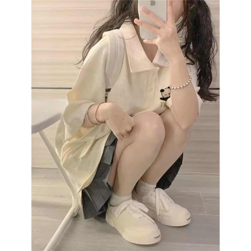 Áo Thun ngắn Tay Áo Cổ Polo Cho Nữ, Thiết Kế Nguyên Bản Độc Đáo Mới Mùa Hè, Phong Cách Học Viện, Trang Phục Phong Cách Muối, Áo Nhỏ Top Women