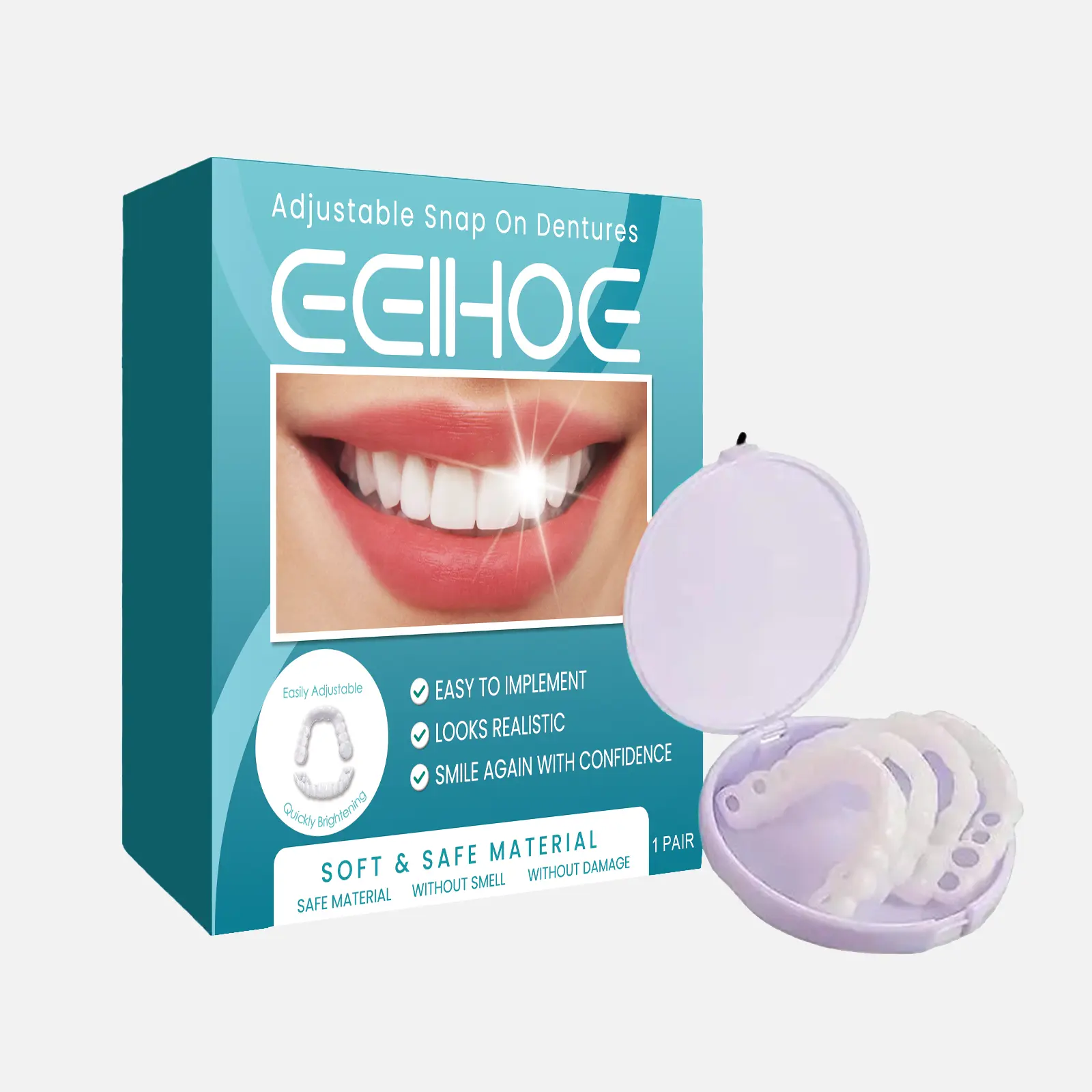 EELHOE adjustable snap-on denture temporary filling tooth gap filling orthodontic denture kit